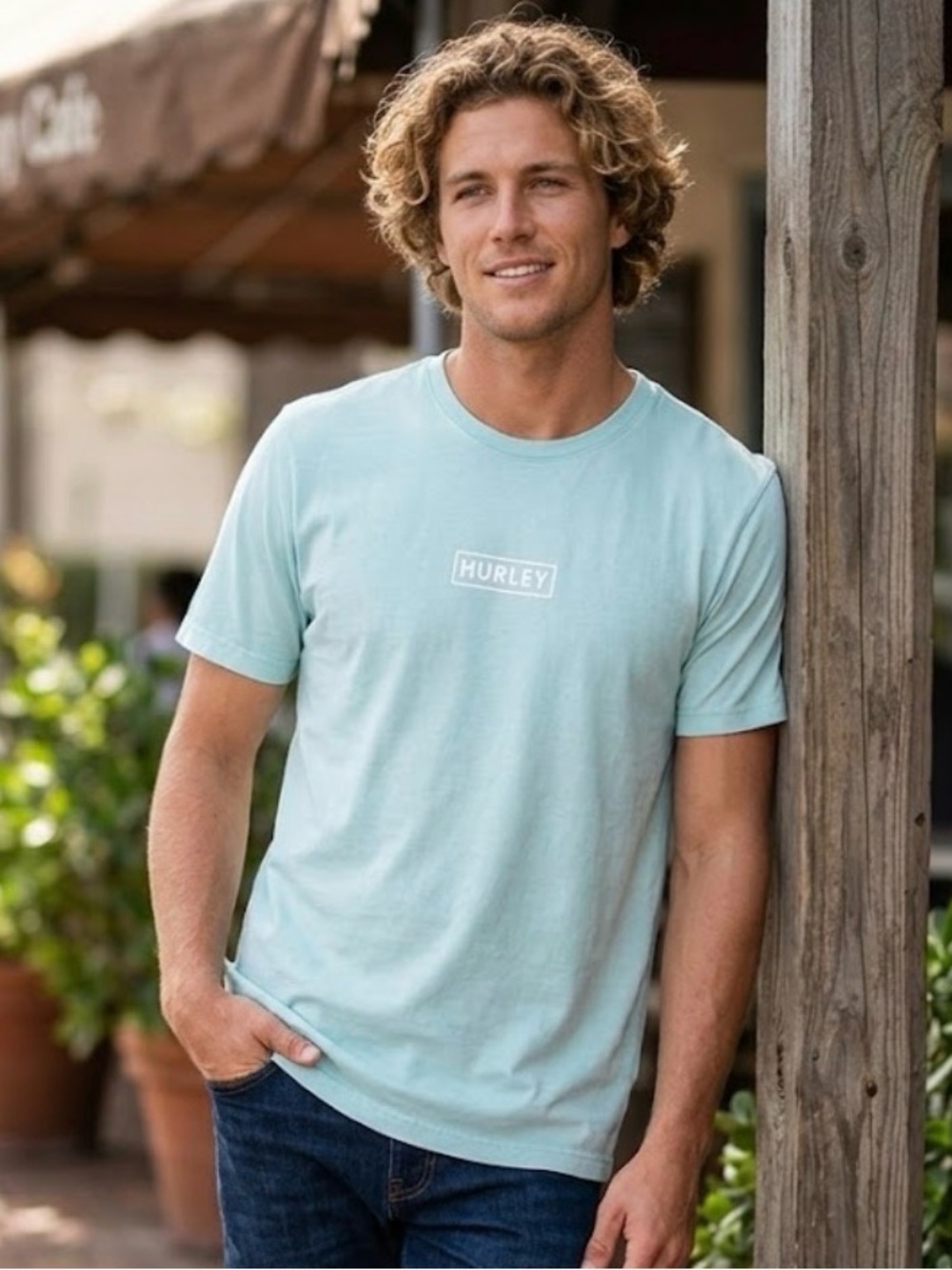 Hurley Light Mint Crew Neck Short Sleeve T-Shirt Casual Tee - Size Medium